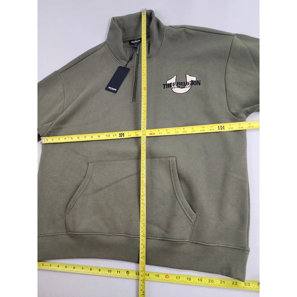 True Religion sweatshirt adult Extra Large XL zip green 108306 relaxed $129 mens